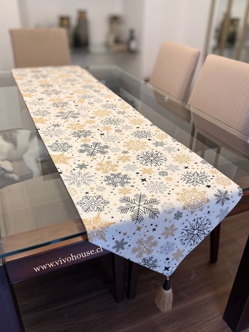 Camino de mesa navidad diseño copo de nieve