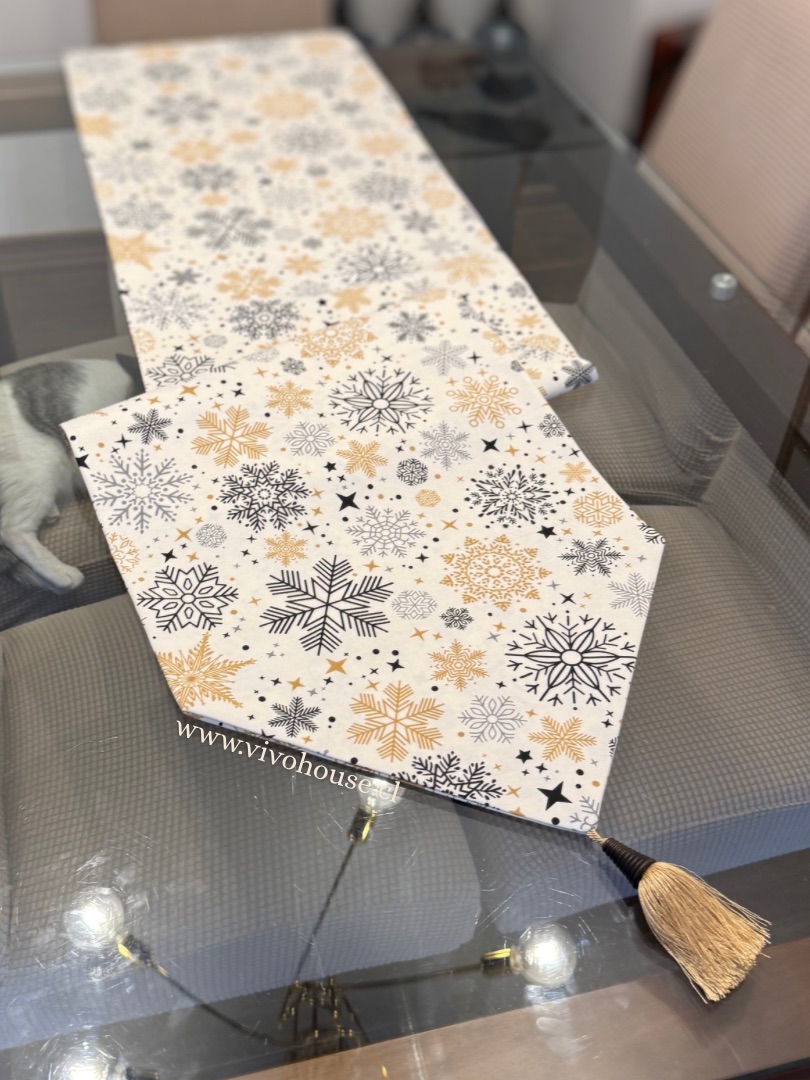 Camino de mesa navidad diseño copo de nieve - Imagen 2